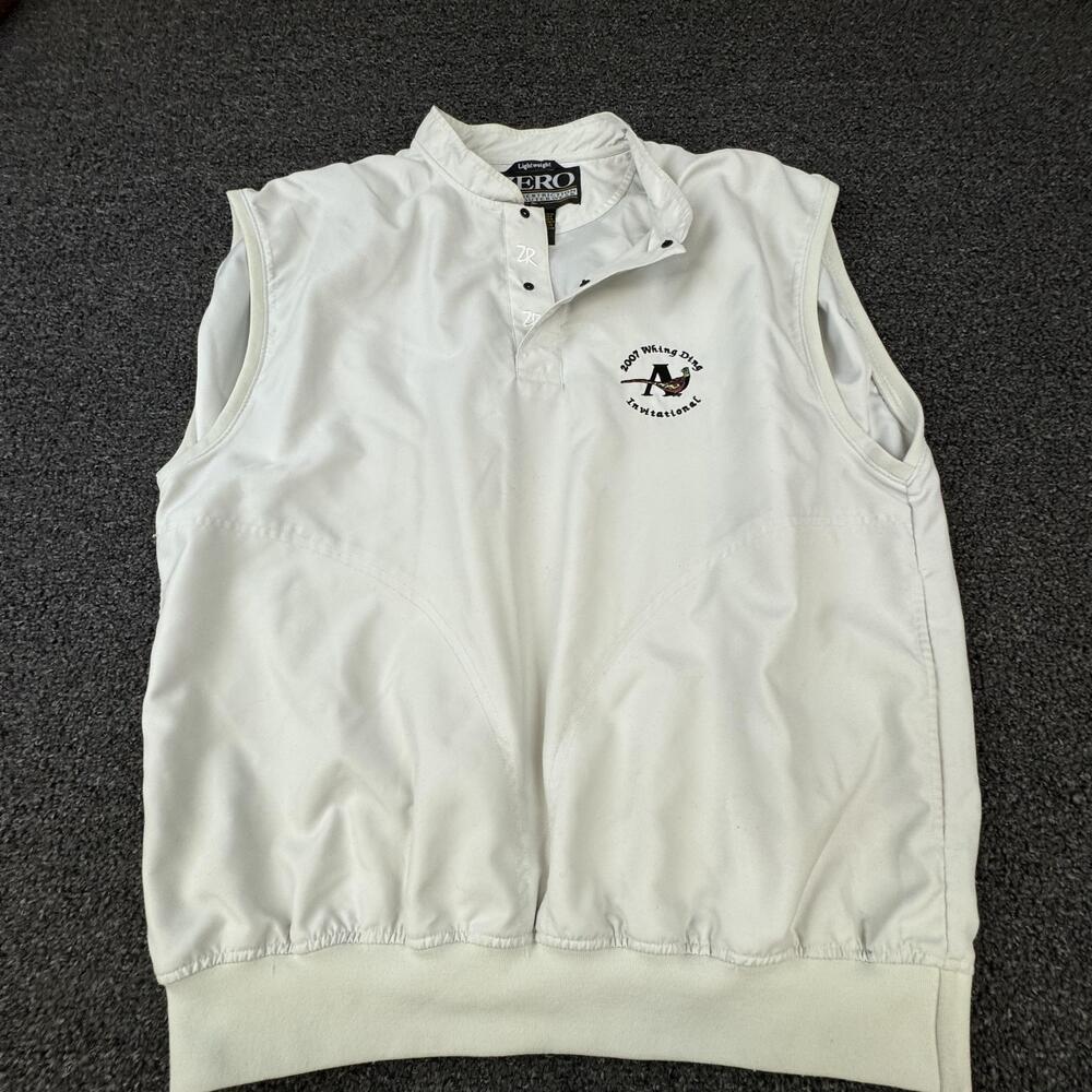Zero Restriction Vest Mens M White Windbreaker Collared Lined Pockets Golf